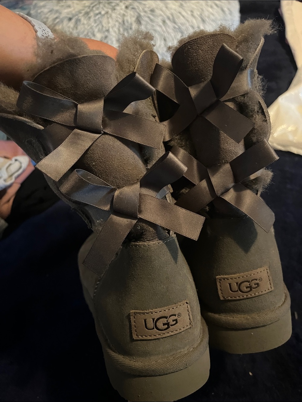 UGG Women’s Classic Bailey Bow Back Boots in Gray